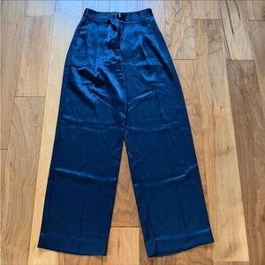 Aritzia Navy Wide-Leg Satin Pants